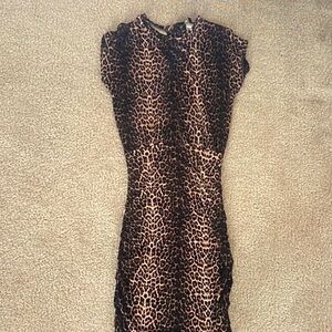 Maje Black and Brown Animal Print Mini Dress